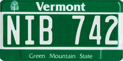 VT license plate NIB742