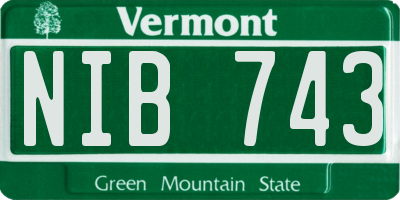 VT license plate NIB743