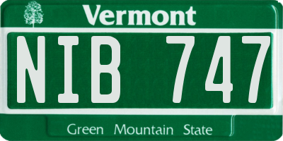 VT license plate NIB747