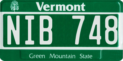 VT license plate NIB748