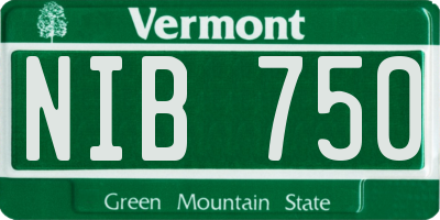 VT license plate NIB750