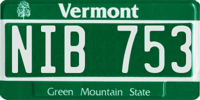 VT license plate NIB753