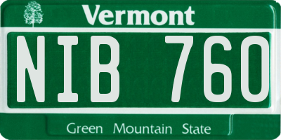 VT license plate NIB760