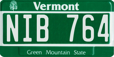 VT license plate NIB764