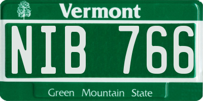 VT license plate NIB766