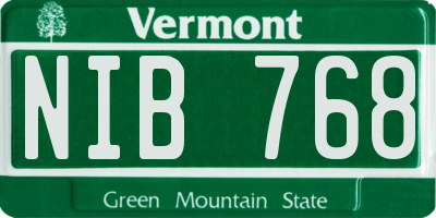 VT license plate NIB768