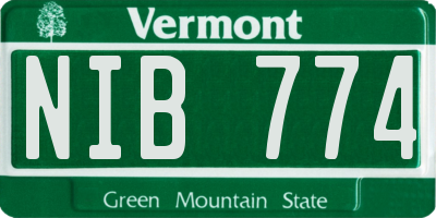 VT license plate NIB774