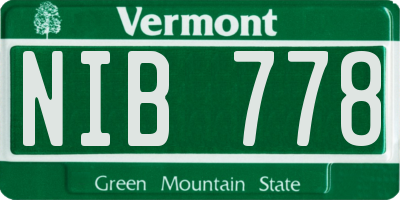 VT license plate NIB778