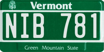 VT license plate NIB781