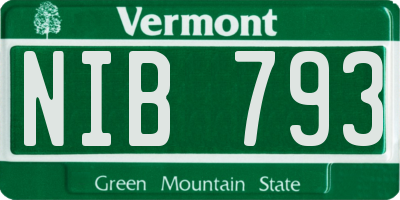 VT license plate NIB793