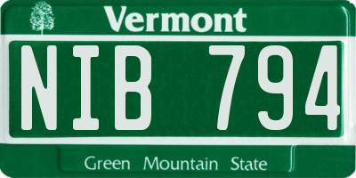 VT license plate NIB794