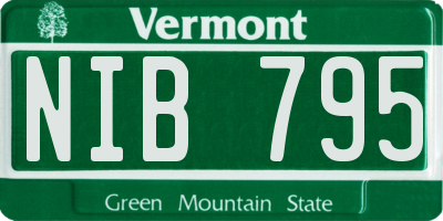 VT license plate NIB795