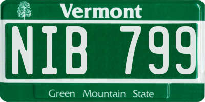 VT license plate NIB799