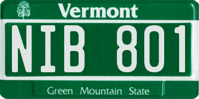 VT license plate NIB801