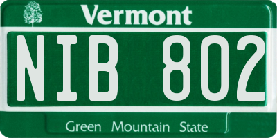 VT license plate NIB802