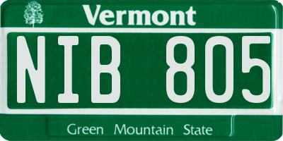 VT license plate NIB805