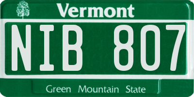 VT license plate NIB807