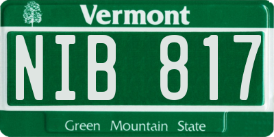 VT license plate NIB817