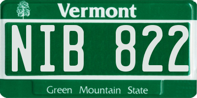 VT license plate NIB822