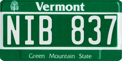 VT license plate NIB837
