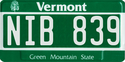 VT license plate NIB839