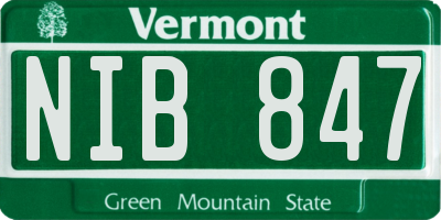 VT license plate NIB847