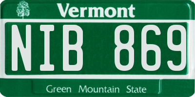 VT license plate NIB869