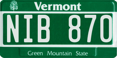 VT license plate NIB870