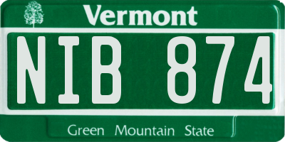 VT license plate NIB874