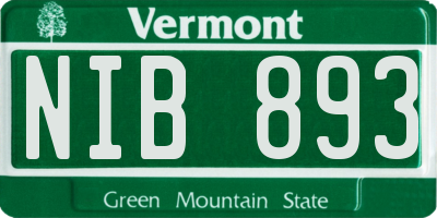 VT license plate NIB893