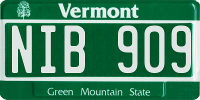 VT license plate NIB909