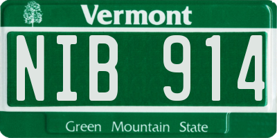 VT license plate NIB914