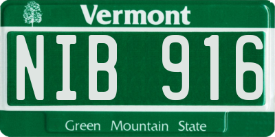 VT license plate NIB916