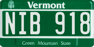 VT license plate NIB918