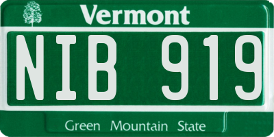 VT license plate NIB919