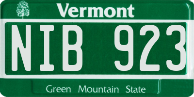 VT license plate NIB923