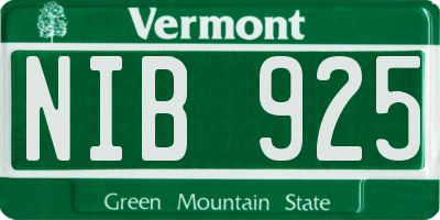 VT license plate NIB925
