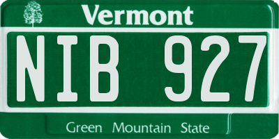VT license plate NIB927