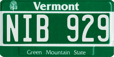 VT license plate NIB929