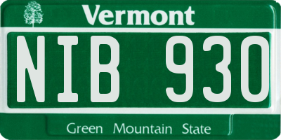 VT license plate NIB930