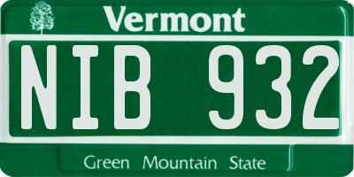 VT license plate NIB932