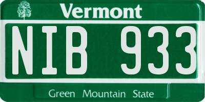 VT license plate NIB933