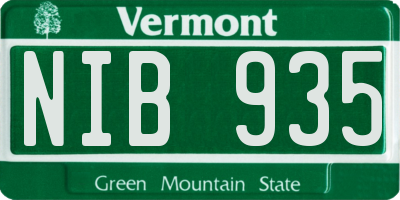 VT license plate NIB935