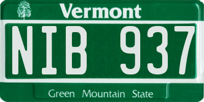 VT license plate NIB937