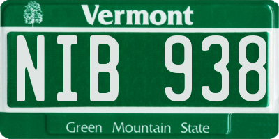 VT license plate NIB938
