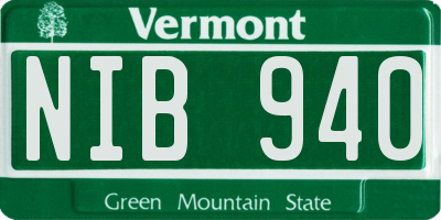 VT license plate NIB940