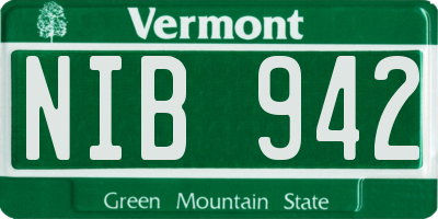 VT license plate NIB942