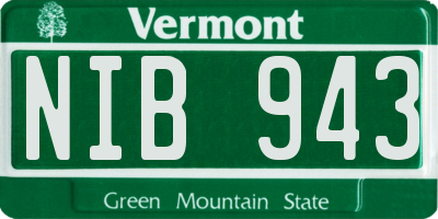 VT license plate NIB943