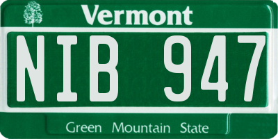 VT license plate NIB947