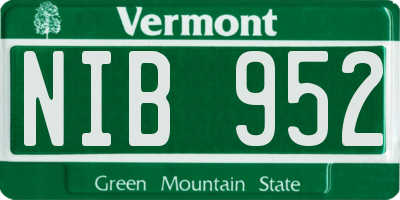 VT license plate NIB952